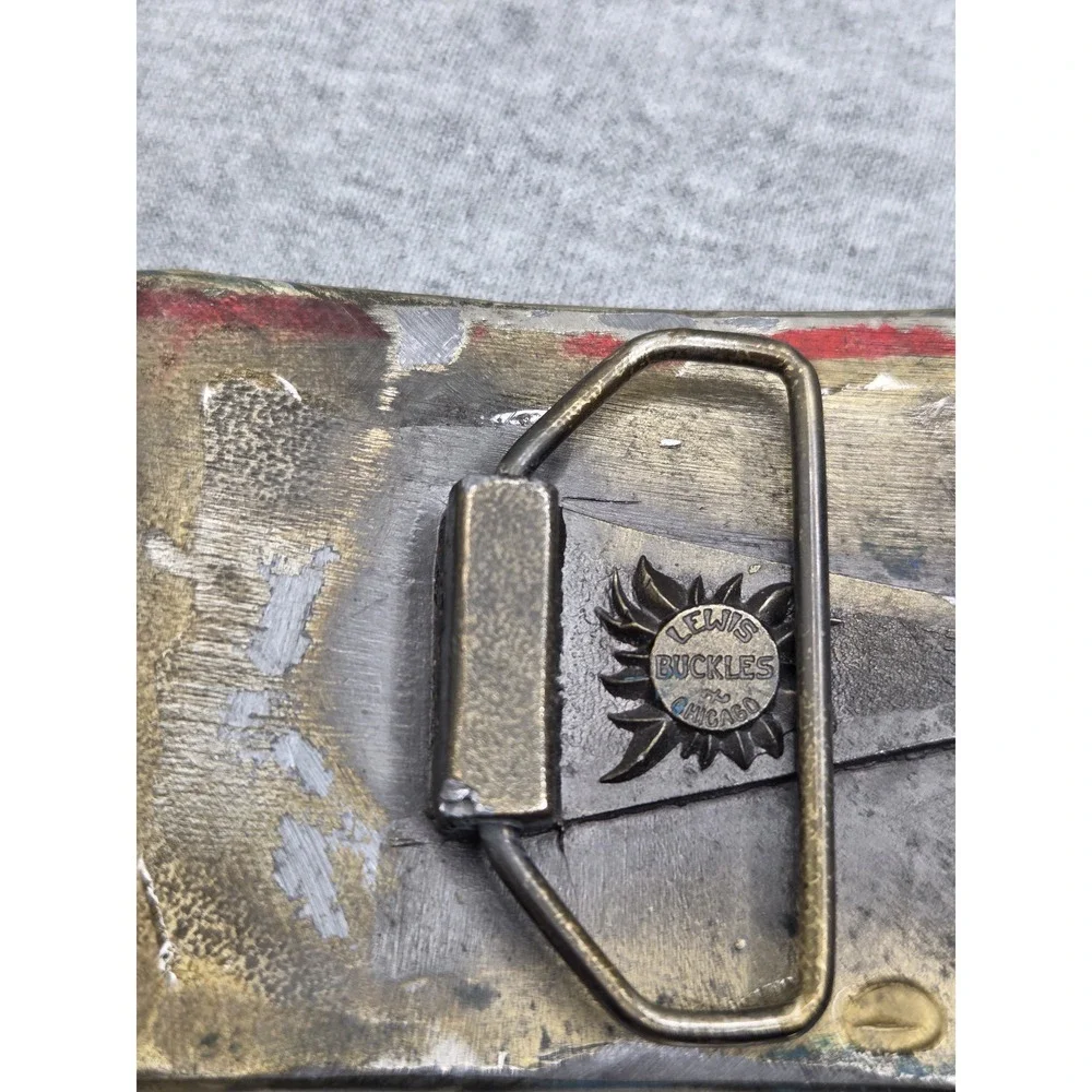 Lewis Belt Co Blue Resin Olympia Beer Heavy Belt Buckle